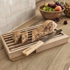 Set de planche à pain et couteau en bois de hêtre - naturel
