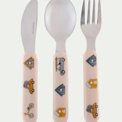 Set de repas pour enfant à motifs en route - rose