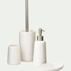 Set de salle de bain en céramique mouchetée - blanc ventoux