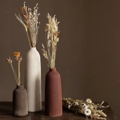 Soliflore en faïence texturée H40cm - blanc ventoux