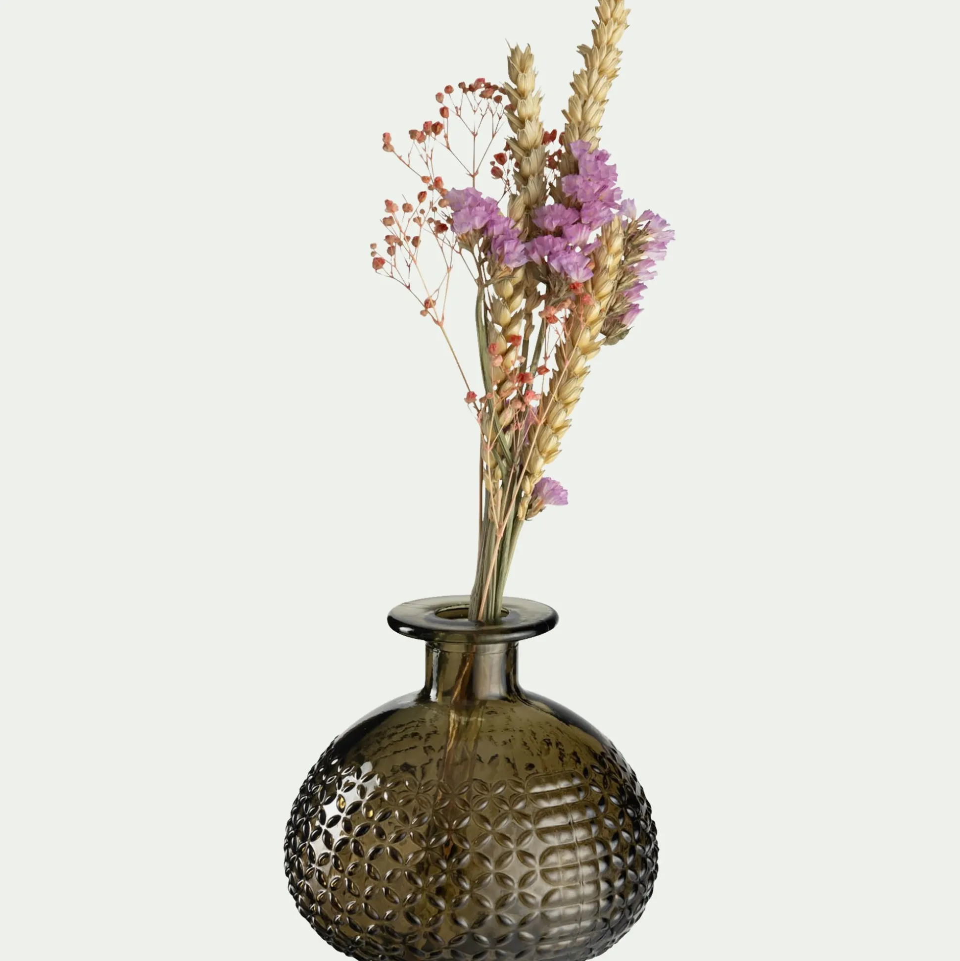 Soliflore en verre à motif H12cm - vert