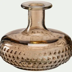 Soliflore en verre à motif H12cm - beige