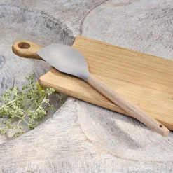 Spatule maryse en bois et silicone - brun terre ombre