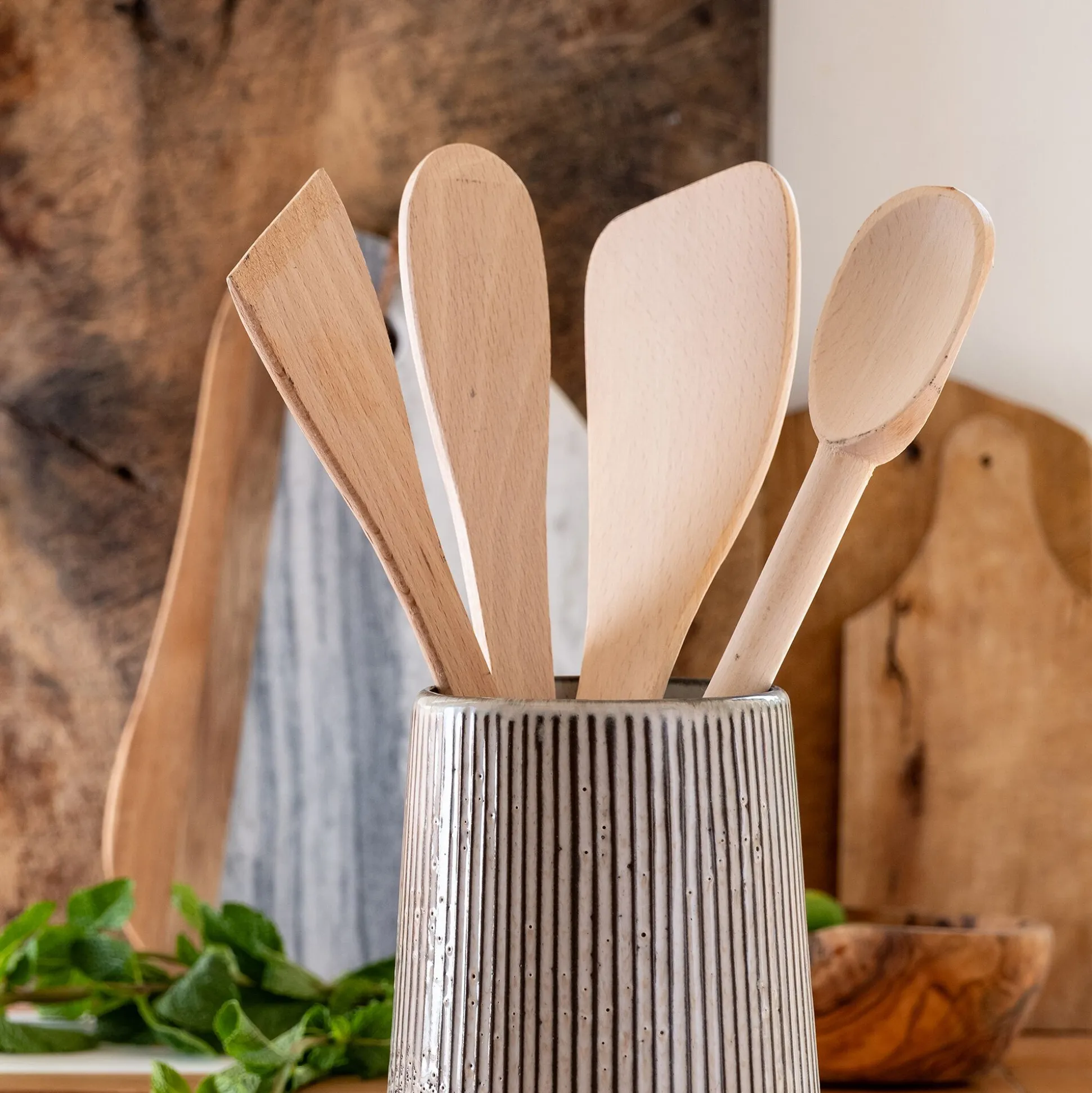 Spatule plate en bois de hêtre 30cm - naturel
