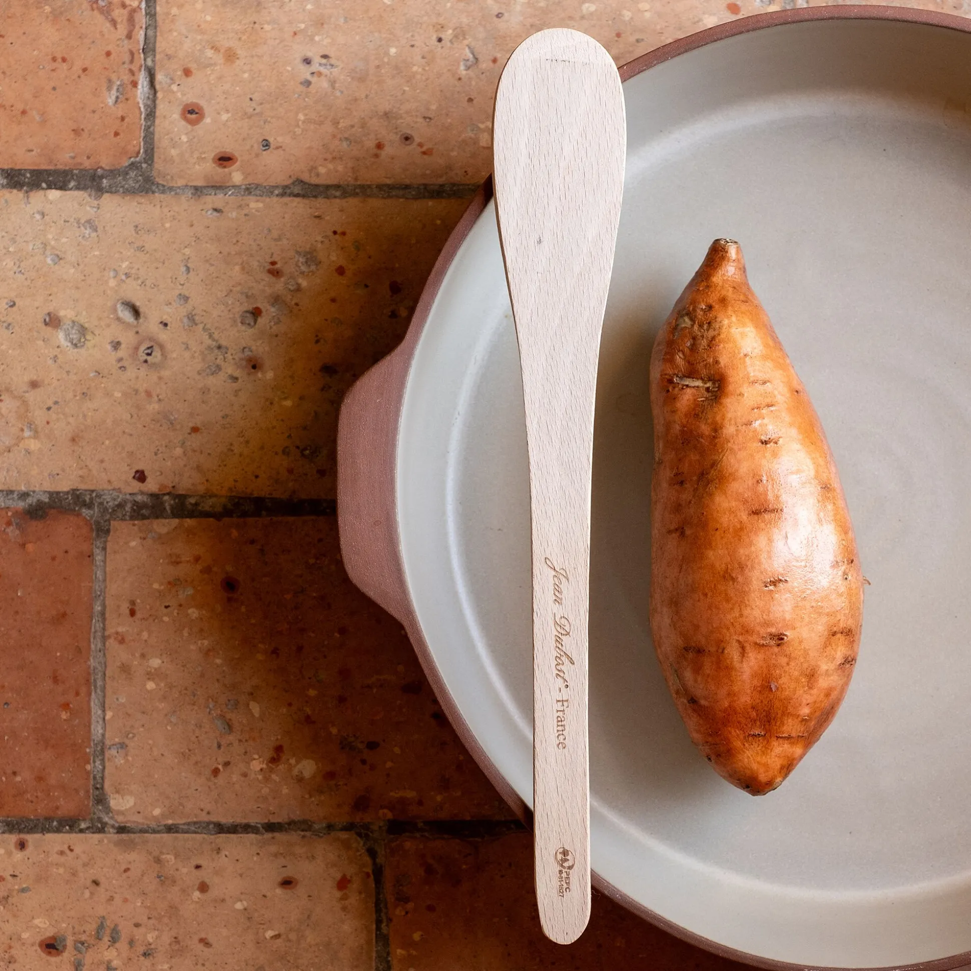 Spatule ronde en bois de hêtre 30cm - naturel