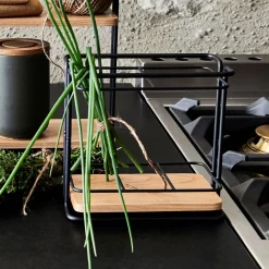 Support à ustensiles en métal et bois