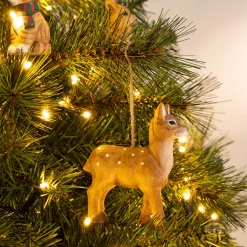 Suspension de Noël biche en bois H10,5cm - naturel