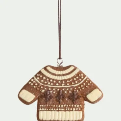 Suspension de Noël biscuit H6,5cm - marron (modèle aléatoire)