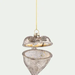 Suspension de Noël coeur en verre h8cm - argenté