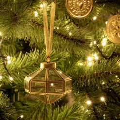 Suspension de Noël diamant en verre H9cm - doré