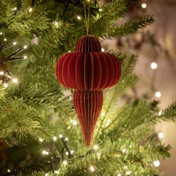 Suspension de Noël goutte en papier H8cm - rouge