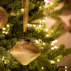 Suspension de Noël goutte en verre H9cm - doré