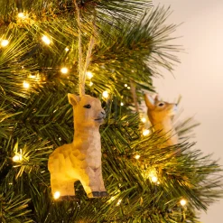 Suspension de Noël lama en bois H9cm - naturel