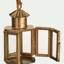 Suspension de Noël lanterne en verre H8cm - doré