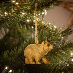 Suspension de Noël ours en bois H4,5cm - marron
