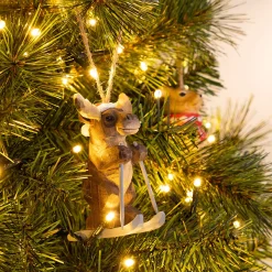 Suspension de Noël renne en bois H10,5cm - naturel