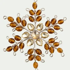 Suspension de Noël étoile en perles de verre H11,5cm - doré