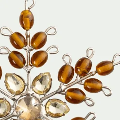 Suspension de Noël étoile en perles de verre H11,5cm - doré