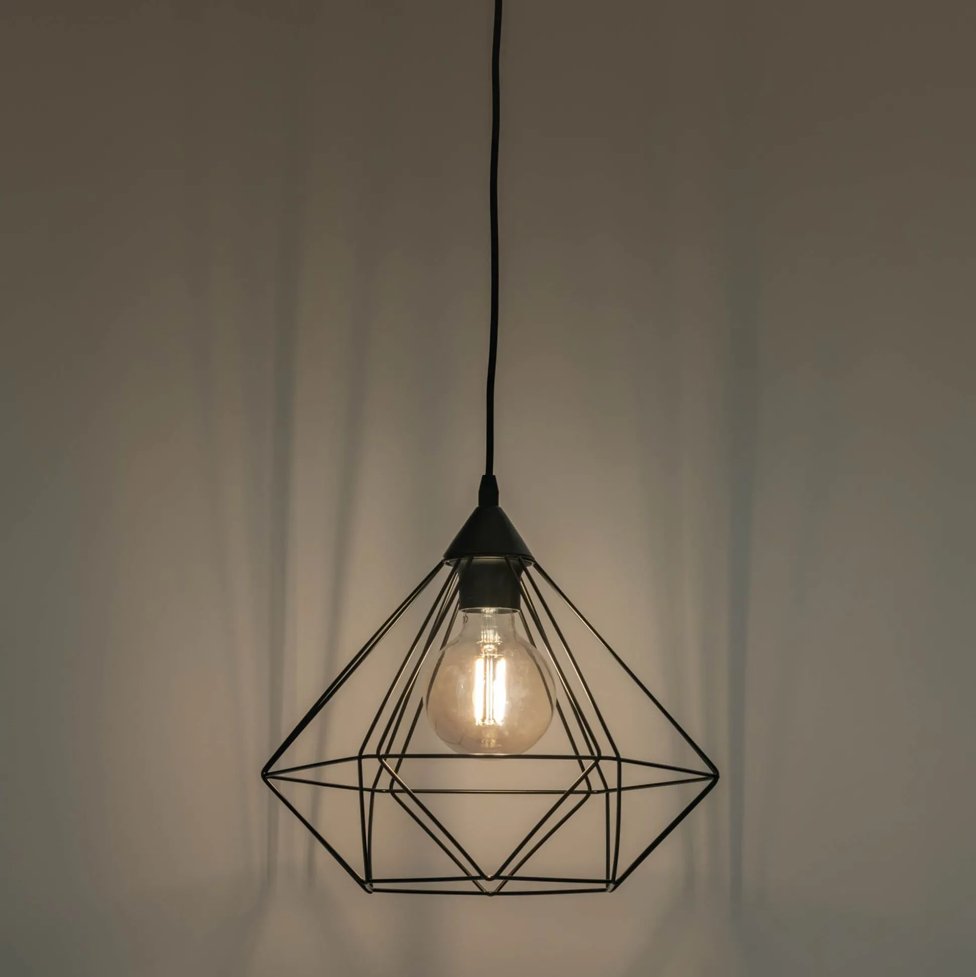 Suspension éléctrifiée géométrique E27 en acier D32,5cm - noir