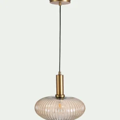 Suspension électrifié en métal et verre D30cm - doré