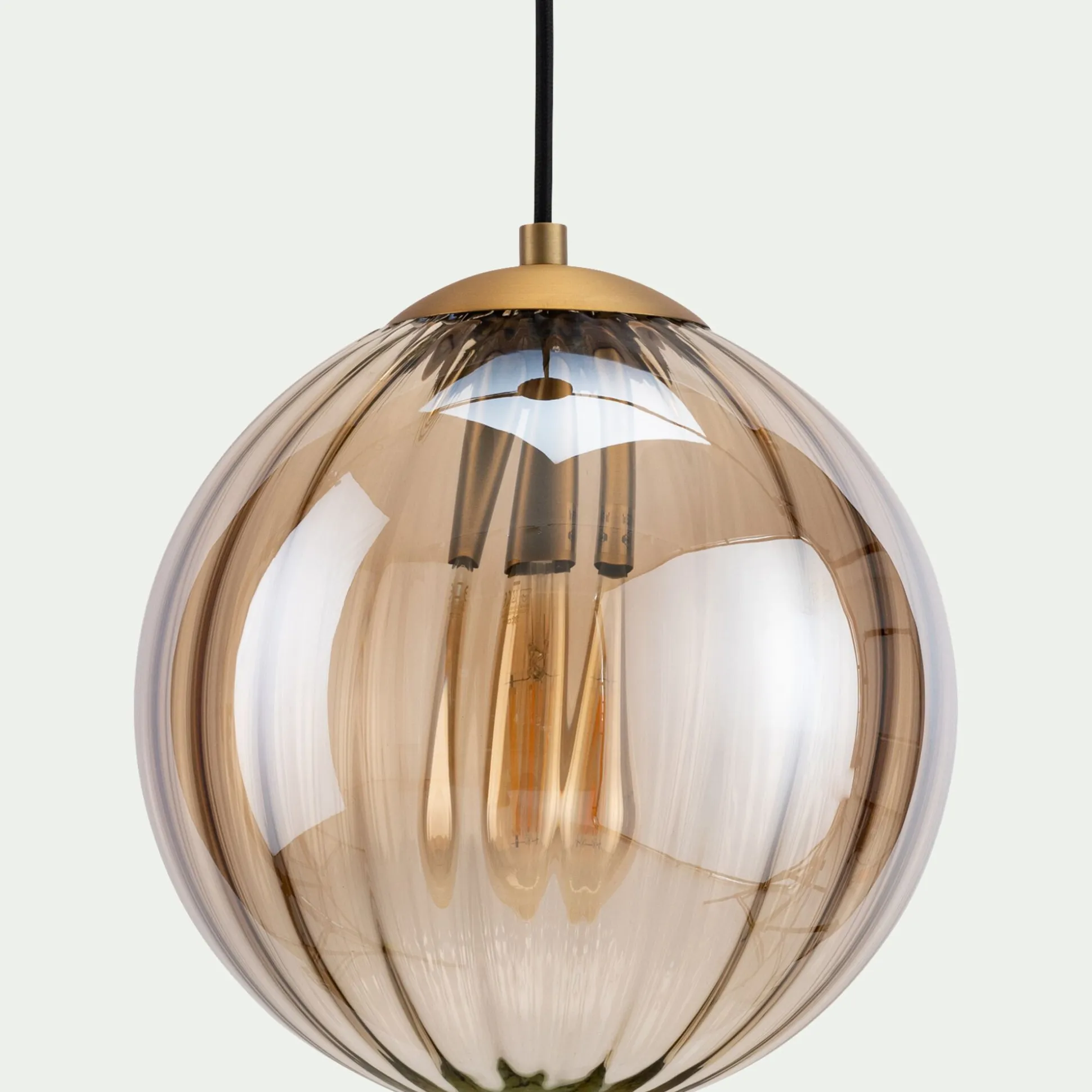 Suspension électrifié en verre et acier D25cm - marron