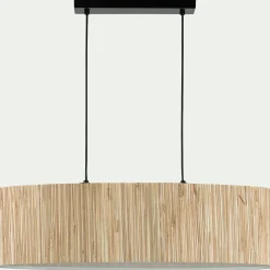 Suspension électrifiée 2 ampoules en acier et algues H120cm - naturel