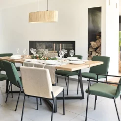 Suspension électrifiée 2 ampoules en acier et algues H120cm - naturel