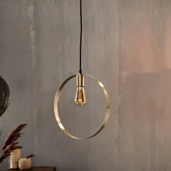 Suspension électrifiée cylindrique E27 en acier D35cm - doré