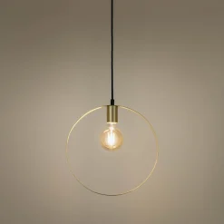 Suspension électrifiée cylindrique E27 en acier D35cm - doré