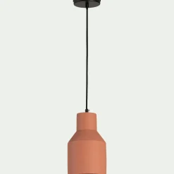 Suspension électrifiée E27 en ciment H25,5cm - rose argile