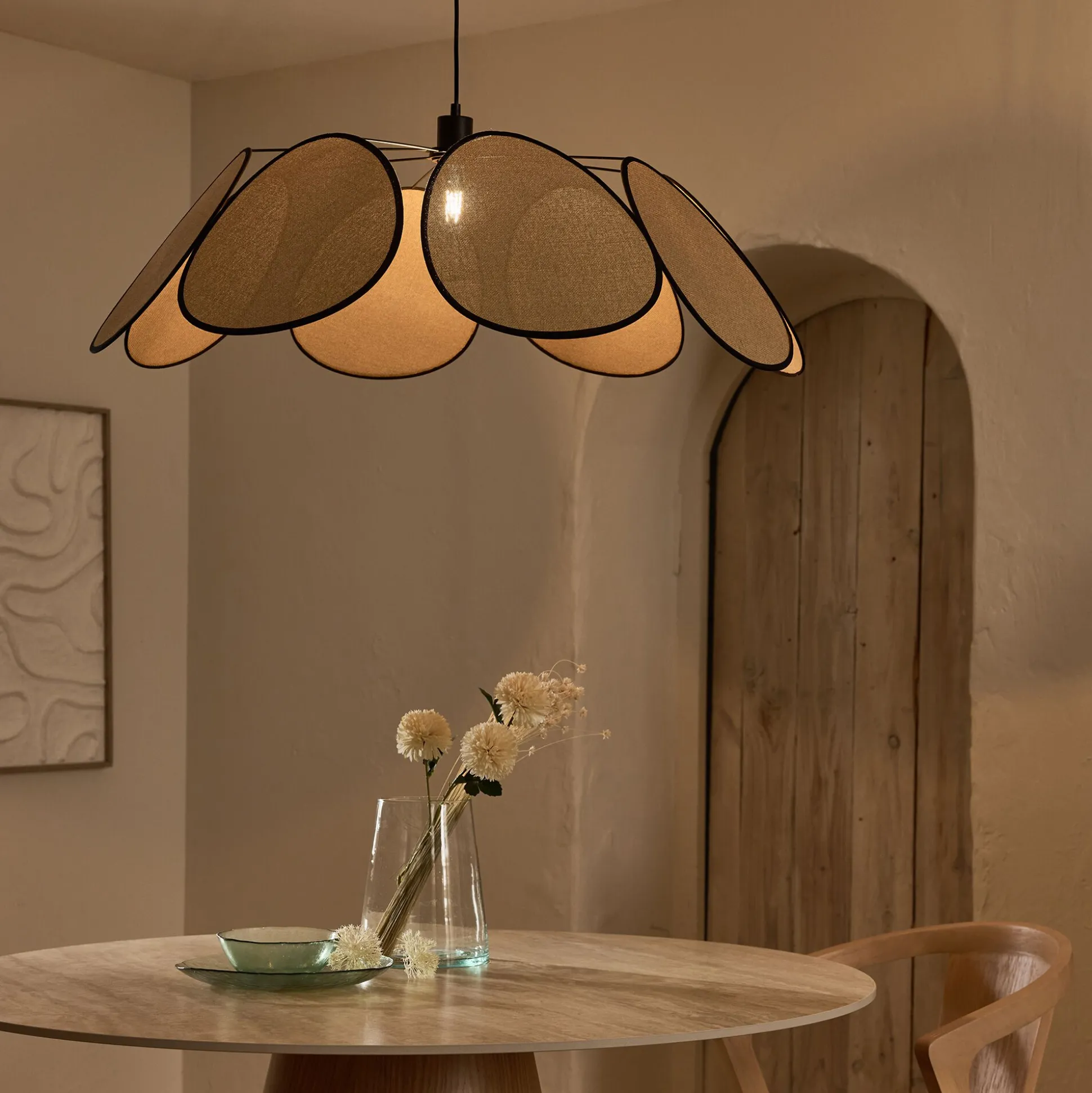 Suspension électrifiée en cannage D110cm - naturel