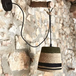 Suspension électrifiée en jonc de mer D14cm - naturel