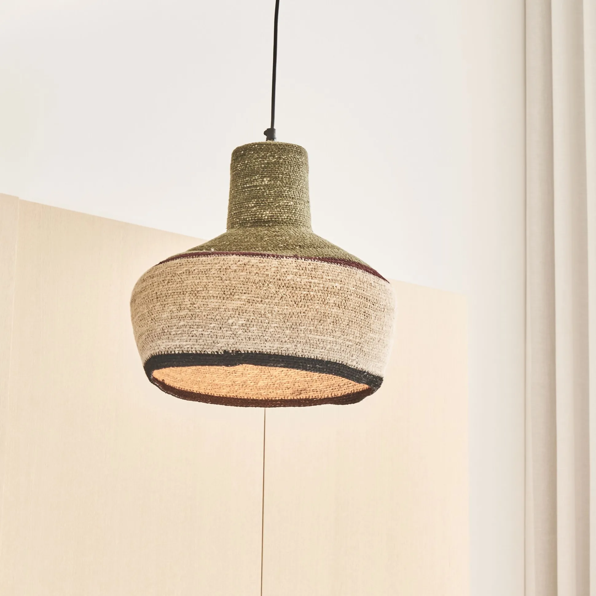 Suspension électrifiée en jonc de mer D30cm - naturel