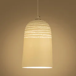 Suspension électrifiée en porcelaine D14,5cm - blanc