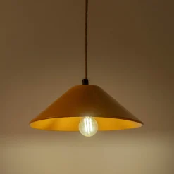 Suspension électrifiée en porcelaine D27,5cm - jaune