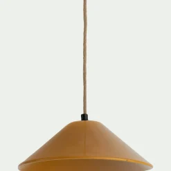 Suspension électrifiée en porcelaine D27,5cm - jaune