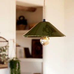 Suspension électrifiée en porcelaine D27,5cm - vert