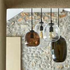 Suspension électrifiée en verre D20cm - transparent