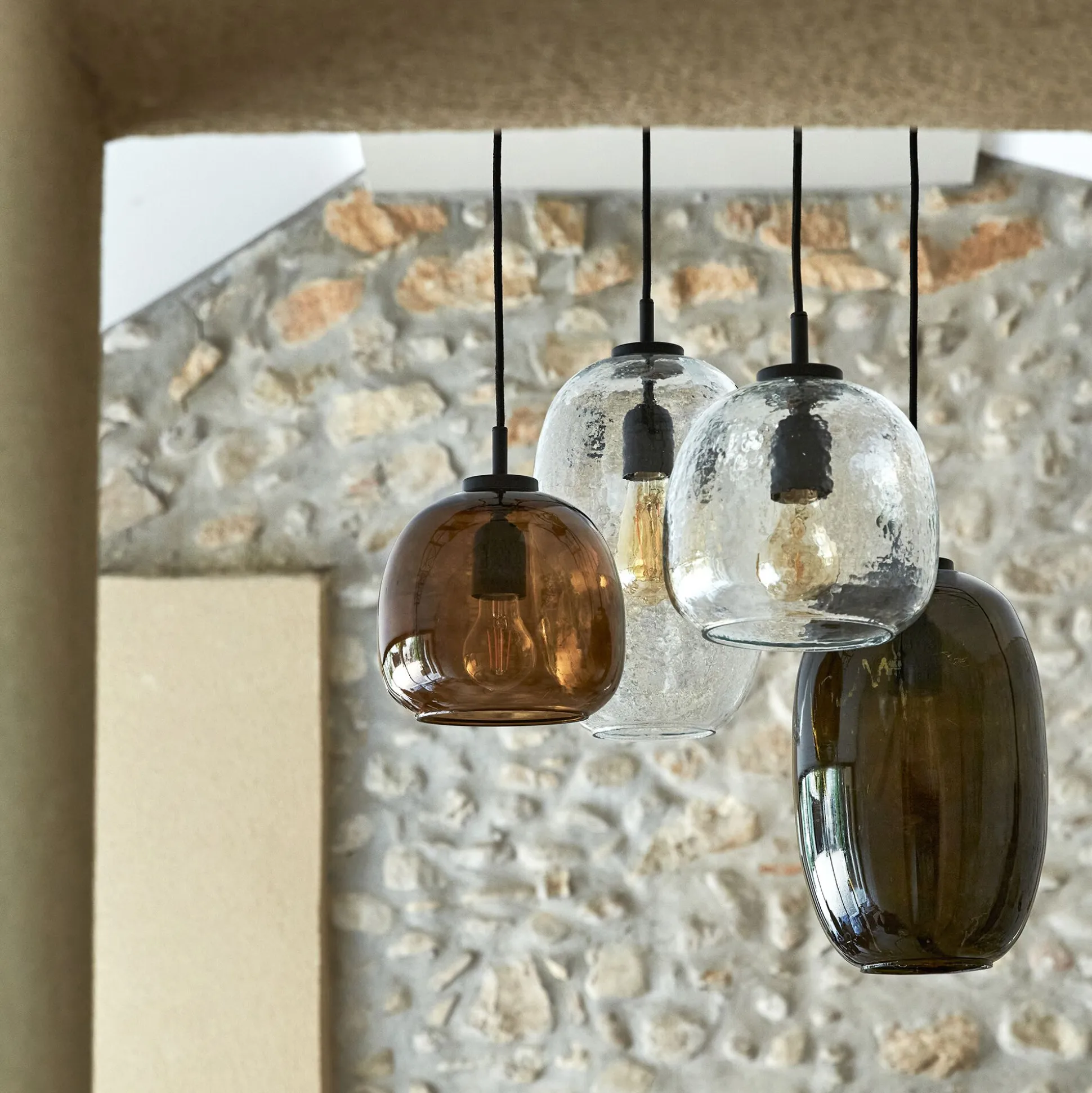 Suspension électrifiée en verre H35cm - transparent