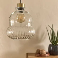 Suspension électrifiée en verre D24,5cm - transparent