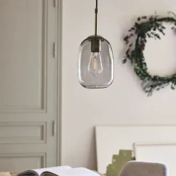 Suspension électrifiée en verre D15,5cm - gris