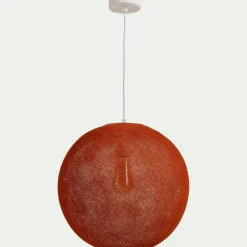 Suspension électrifiée globe en tissu D38cm - cuivre tanné