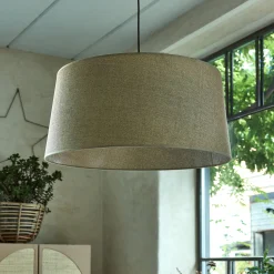 Suspension électrifiée tambour en papier tressé D78cm - naturel