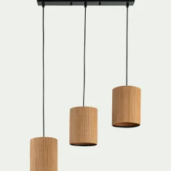 Suspension électrifiée triple en bambou L61cm - naturel