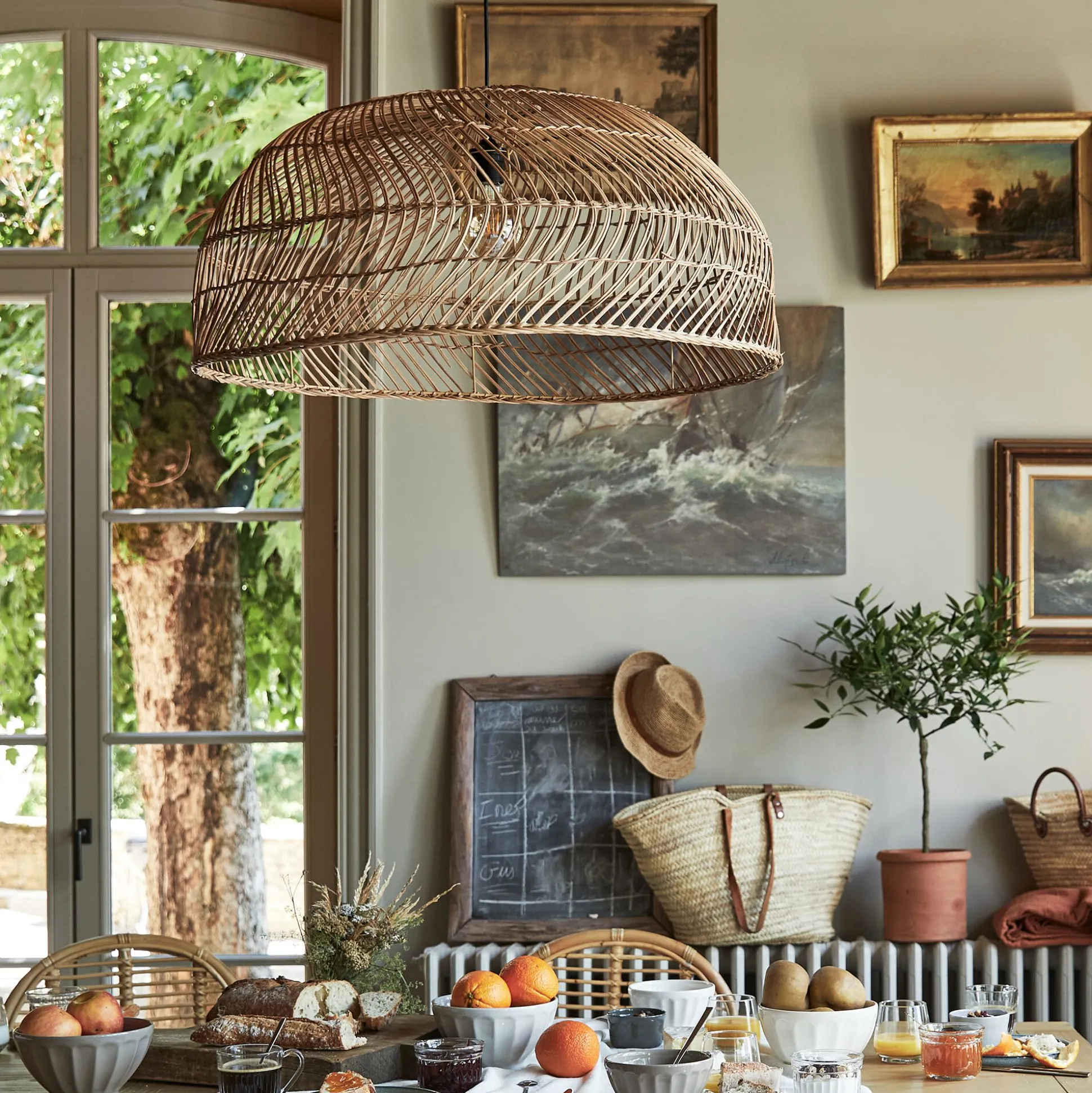 Suspension non électrifiée en rotin - naturel D80cm