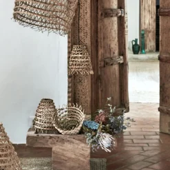 Suspension non électrifiée en fibre de palmier - naturel H22xD24cm