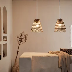 Suspension non électrifiée en fibre de palmier - naturel H22xD24cm