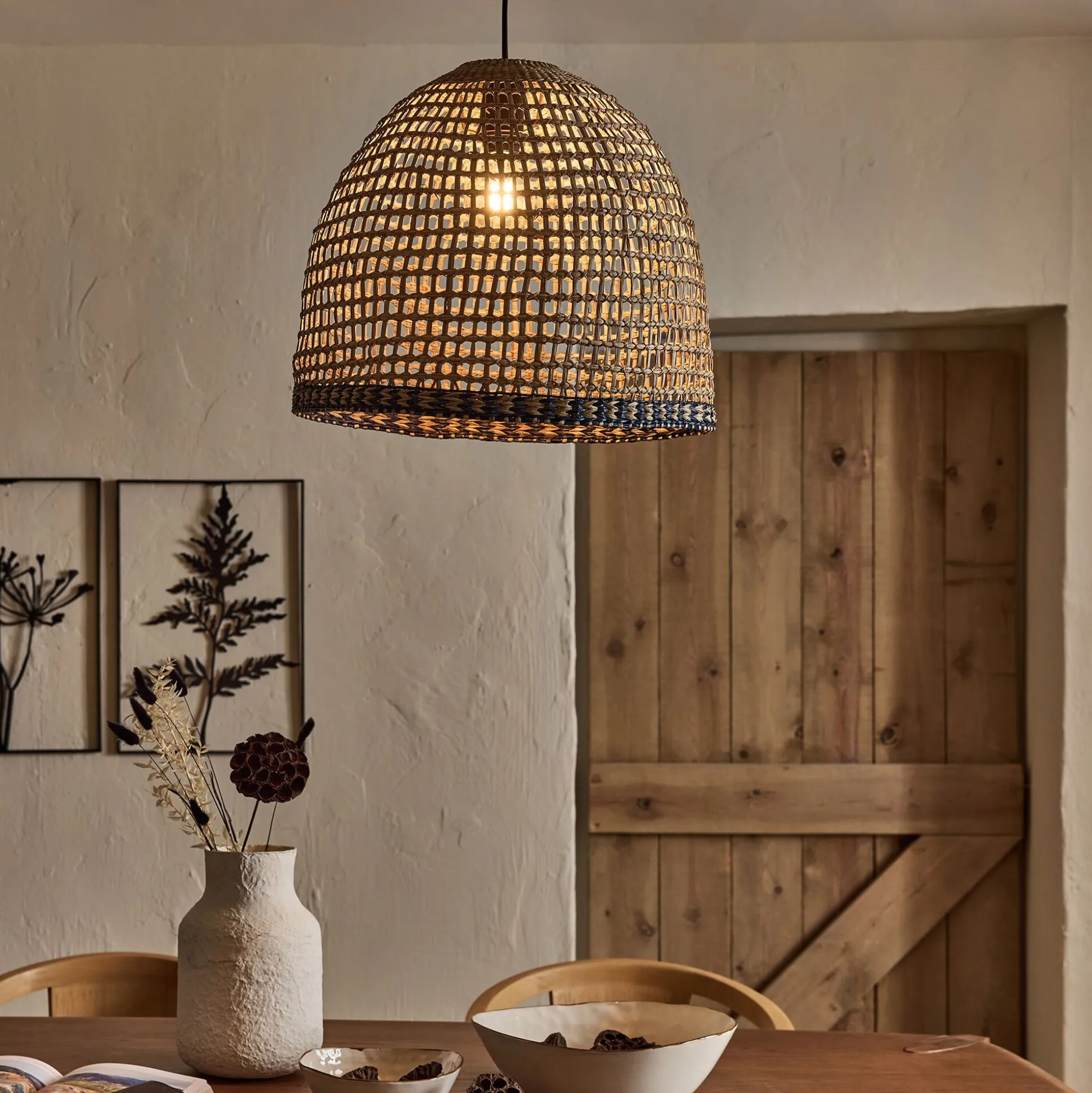 Suspension non électrifiée en jonc de mer D45cm - naturel