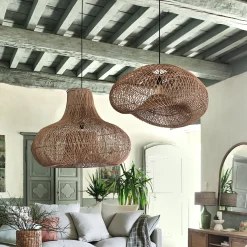 Suspension non électrifiée en rotin L77cm - naturel