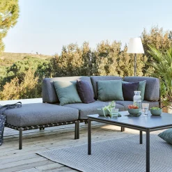 Table basse de jardin carrée en aluminium - gris